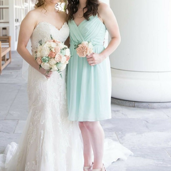 david's bridal mint bridesmaid dress